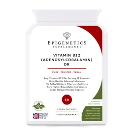 Vitamin B12 Adenosylcobalamin Delayed Release | High Strength 1000mcg Vitamin B12 Supplement | 60 Vegan Friendly Capsules | Made in UK by Epigenetics Supplements