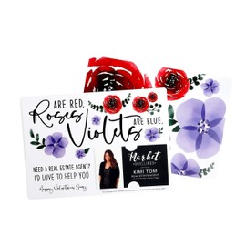 Set of "Roses are Red, Violets are Blue" Real Estate Agent Valentine's Day Mailers | Envelopes Included | V2-M003
