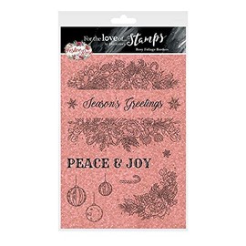 Hunkydory Crafts for The Love of Stamps - Rosy Foliage Border A5 Christmas Stamp Set