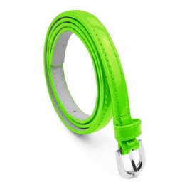 Belle Donne, Silver Polished Buckle, Belt, Leather Glossy Belt, Neon Green Belt, Medium Womens Belt