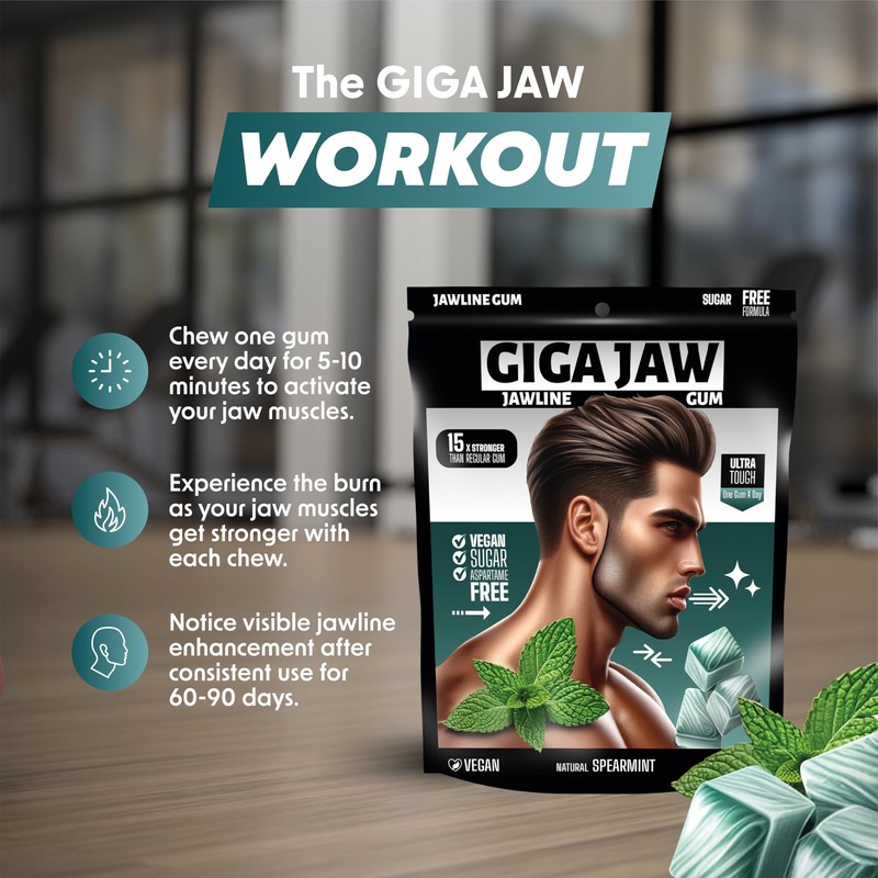 GigaJaw Jawline Gum - 15X Hardness for Effective Facial Exercise-