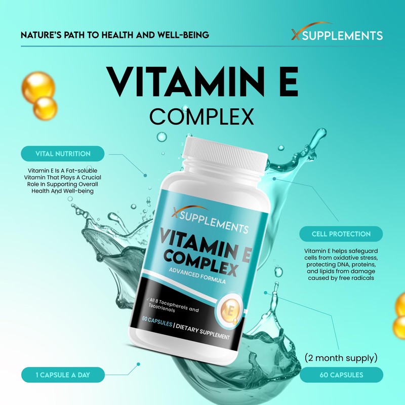 Natural Vitamin E Complex | 60 Vegan Capsules |100% Natural