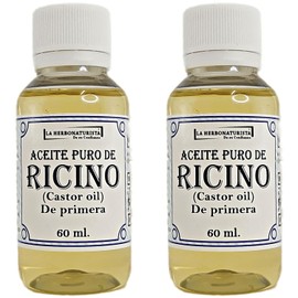 MI NATURISTA Pack 2 Aceite de Ricino Puro Castor Oil de Primera | Pestañas Cejas Cabello Piel Barba Bigote | Comestible y Cosmetico