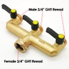 HQMPC Hose Splitter Garden Hose 3 Way Valve Brass Hose