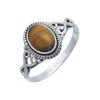 BAGHIMI Oval Ring Made of 925 Sterling Silver, Tiger's Eye