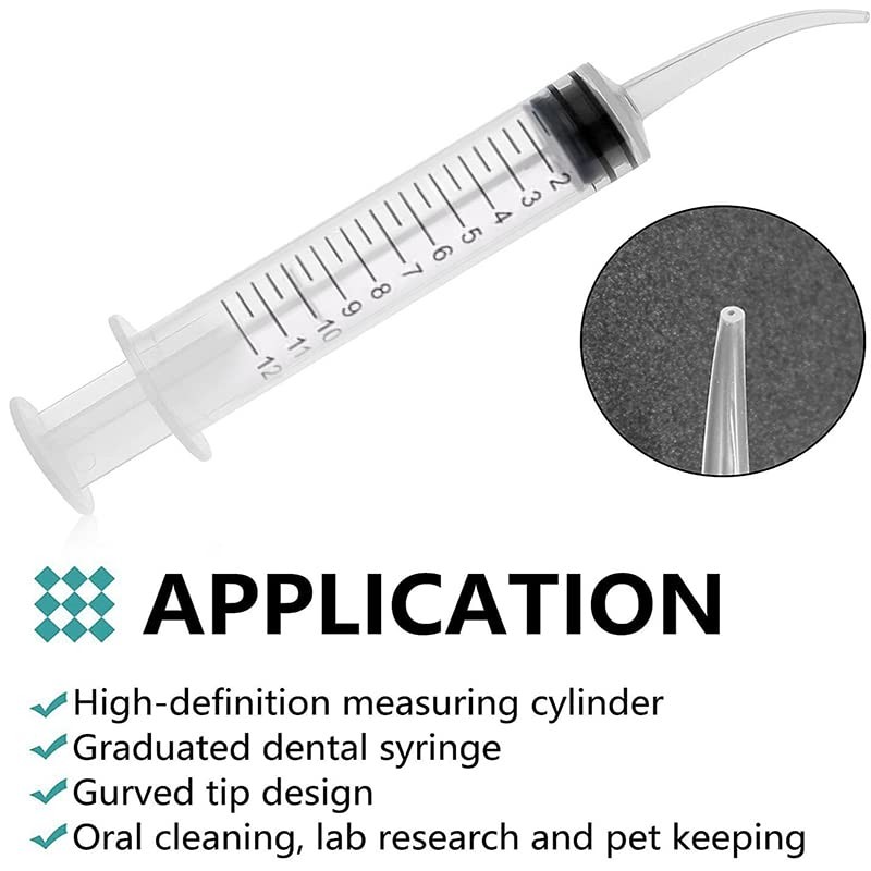 AIMALL 4-Pack 12ml Dental Utility Syringe Curved Tip for Dental