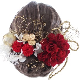 LALALA Hair Ornaments 24-piece Set, Coming of Age Ceremony, Graduation Ceremony, Wedding, Kimono, Hakama, Furisode, Yukata, Kimono Accessories, Hair Ornament Specialty Store LALALA [kmk2090_2100], red