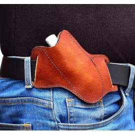 SHARD Handmade Pancake Sheath Fixed Blade folding Case 5"Trapper Leather Pouch Holster