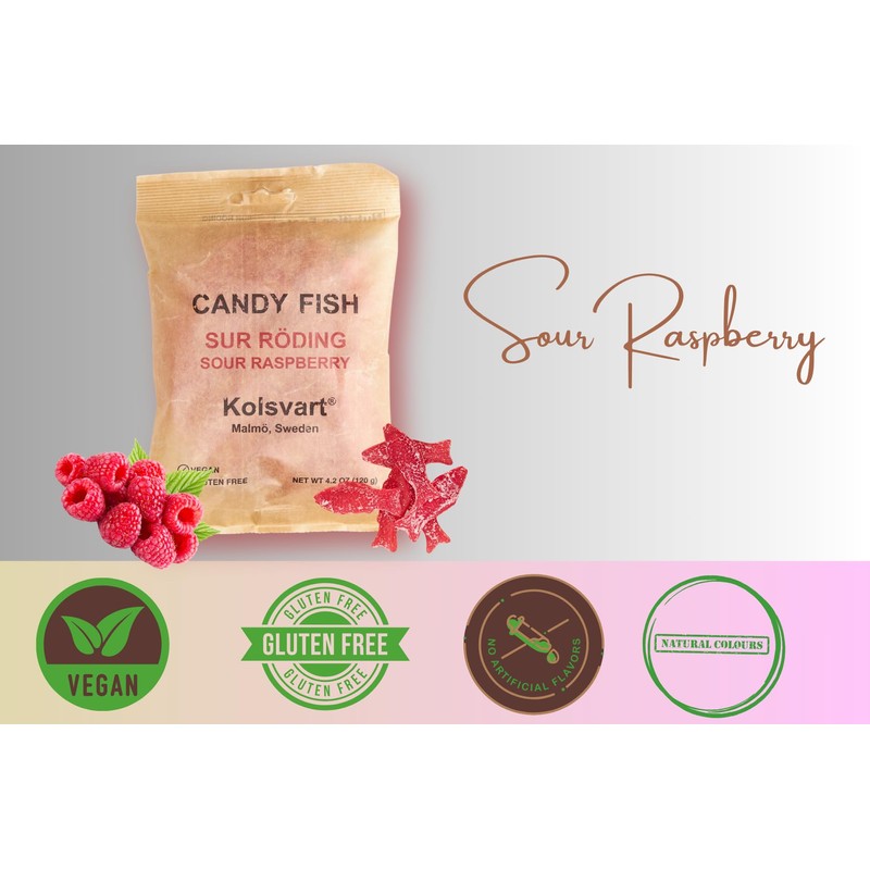 Kolsvart Sour Raspberry Swedish Candy – Vegan & Gluten-Free Gummies