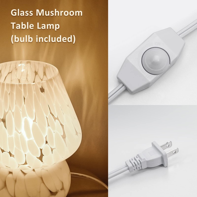 ONEWISH Mushroom Lamp Small Bedside Table Lamp-Nightstand Nightlight Dimmable Stepless,