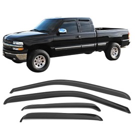 IKON MOTORSPORTS, Tape on Window Visor Compatible with Extended Trucks of 99-06 Silverado Sierra 1500, 01-04 Silverado Sierra 2500, 01-06 Silverado Sierra 2500HD 3500, 07 Sierra Classic Models