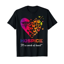 Heart Butterflies Hospice Nurse Appreciation Nursing Scrubs T-Shirt