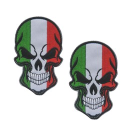 EmWoot 2PCS Italy Flag Patches Skull Patch Embroidered Tactical Military Morale Patch Hook and Loop