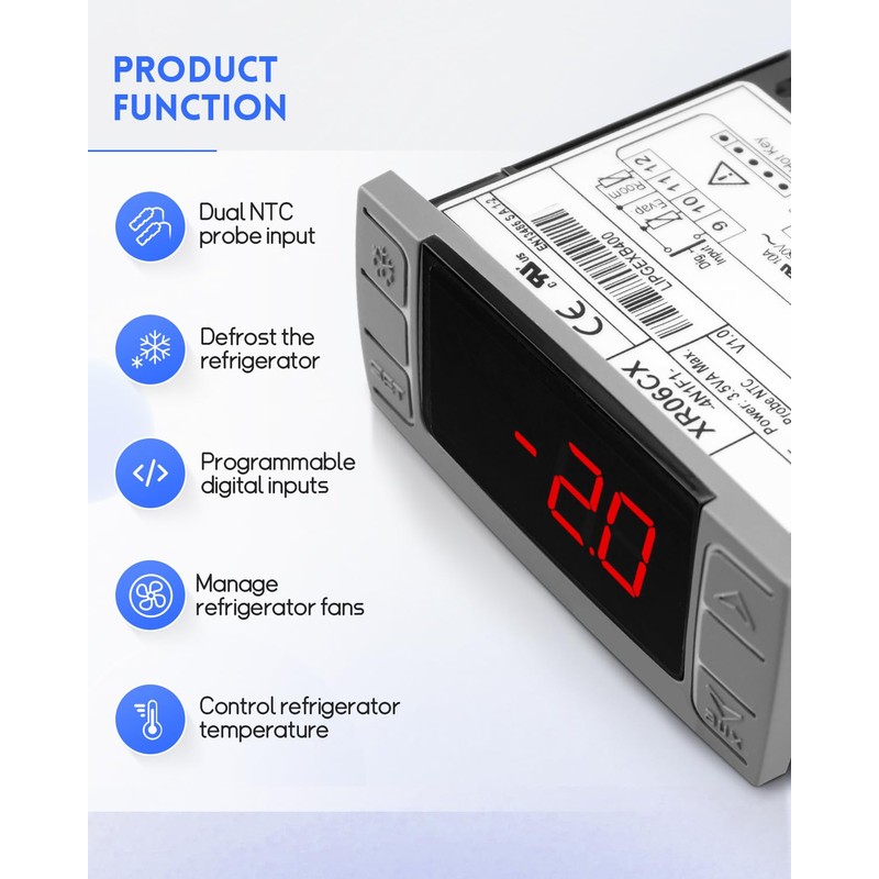 Fit for Dixell XR06CX-4N1F1 Temperature Controller with Temperature Sensing Probe，Digital