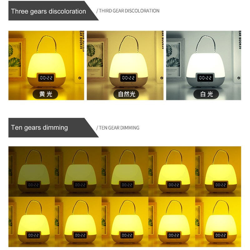 Remote Control Night Light Adjustable LED Portable Bedside Clock Lamp