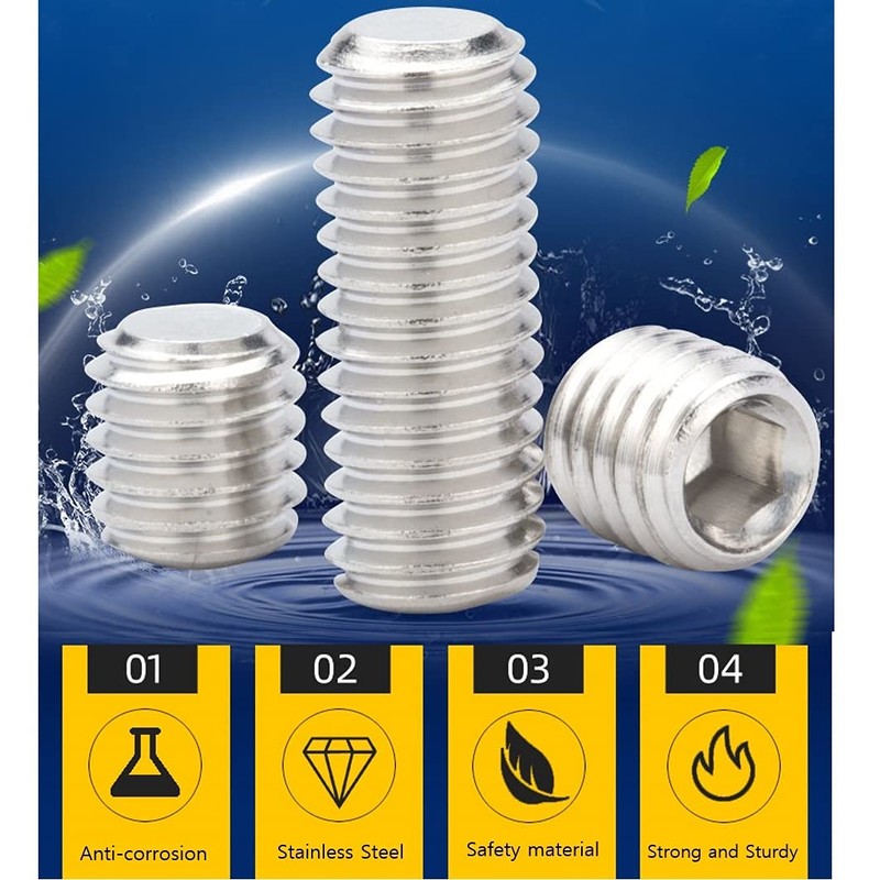 ANSIEDIO Grub Screws Allen Key Screws Stainless Steel Cup Point