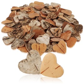 com-four® 100-piece heart scatter decoration set - confetti made of birch wood - accessories for DIY projects - natural wood discs for crafts (100x heart birch bark)