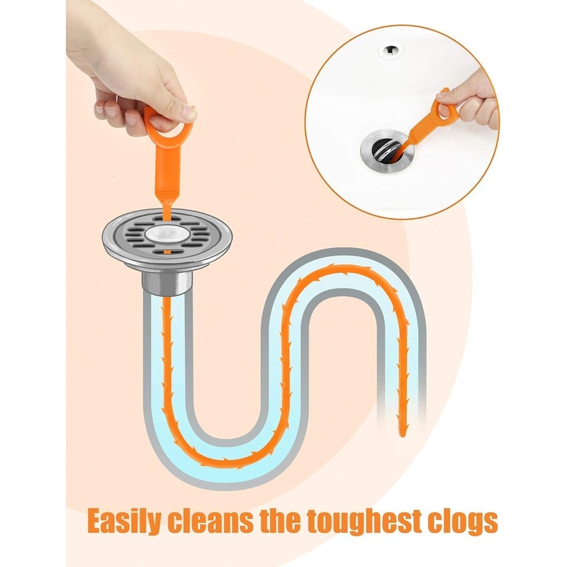 SHUOGUO 12 Pack 19.6-Inch Drain Clog Remover - Flexible Drain