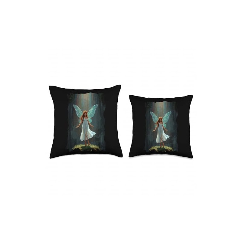 Spirit Forest Fairy Winged Dream Nature Trees Throw Pillow