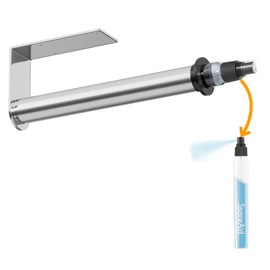 SpaceAid SprayNeat Paper Towel Holder with Spray Bottle, Under Cabinet Paper Towels Holders with Sprayer Inside Center, Hanging Wall Mount Papertowels Roller for Kitchen (Black Spray, Silver)