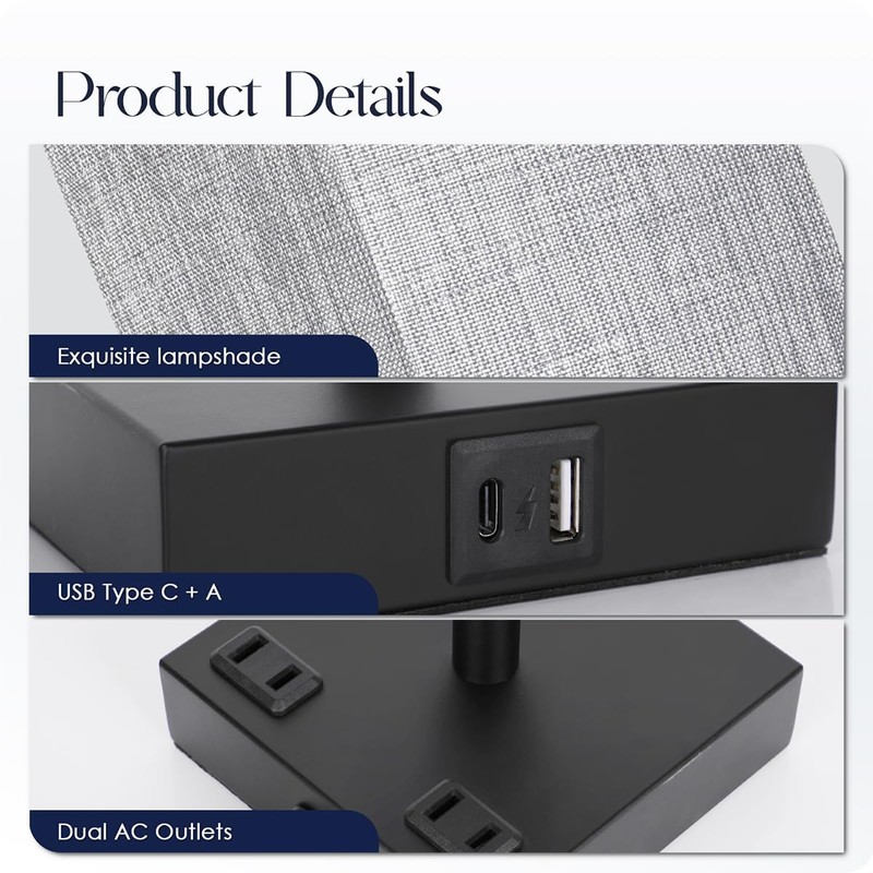 Soilsiu Bedside Table Lamp for Bedroom - Touch Small Lamp