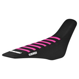Enjoy MFG 2007 - 2024 HONDA CRF 150 R gripper seat cover    all BLACK w/ PINK ribs  #50