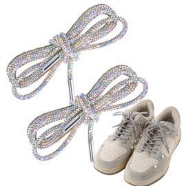 JJUNW 2PCS Glitter Shoe Laces Rope, Glitter Rope, Rhinestone Glitter Strings, Shiny Hoodie Drawstring Cords for Shoes, Sweatpants, Hoodies (Colorful)