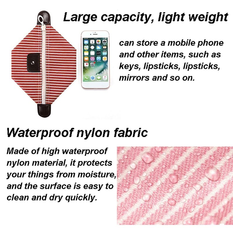 Muka Stripe Waterproof Cosmetic Bag Women Foldable Travel Toiletry Makeup