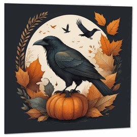 Autumn Raven Watercolour Greeting Cards 145 x 145mm