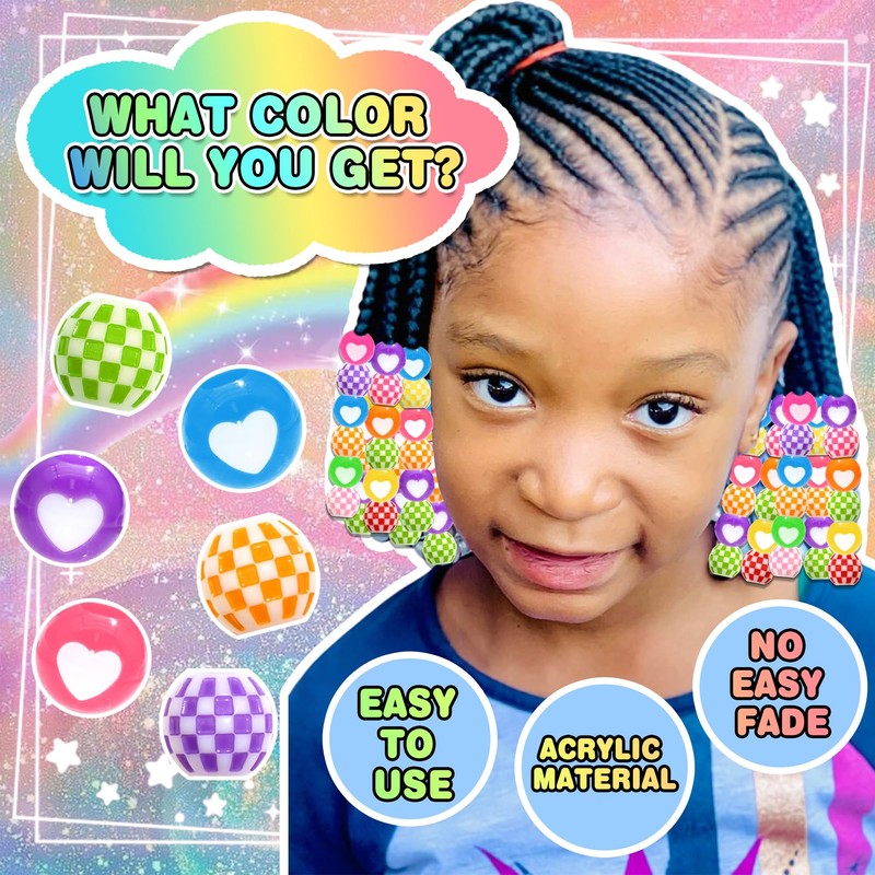 60PCS Coloful Hair Beads Heart Bead Dreadlock Jewelry Multi Colors