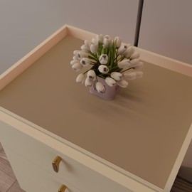 Zinkooat Leather Nightstand Cover,1.8mm Thick,15.75x23.6 Inch end Table Cover,Side Table Cover,Bedside Table Cover,Bedside Tablecloth.(Khaki+Silvery,15.75x23.6)