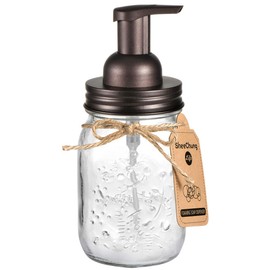Mason Jar Foaming Soap Dispenser - Rustproof Stainless Steel Mason Jar Lid and Foaming Soap Pump,Best Hand Foam Soap Dispenser Glass for Bathroom Vanities or Kitchen Sink,Countertops - Bronze (1 Pack)