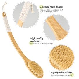 ​​​​Bath Body Brush Shower, 22" Super Long Handle Back Body Scrubber Wet/Dry Brushing for Exfoliating, Natural Boar Bristle Body Brush for Showering, Ideal Bath Brushes for Men Women The Old Gift