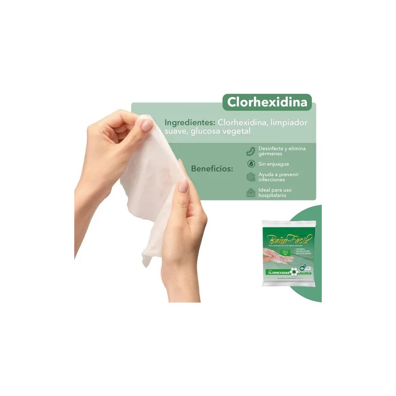 Paño Baño Facil Jabonoso Toalla En Seco Enfermo Clorhexidina