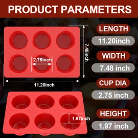 Aokinle Jumbo Muffin Pan Silicone, European LFGB Cupcake Pan 6 Cups, Non-Stick Deep Cupcake Baking Pan, Silicone Large Muffin Molds, Muffin Tins BPA Free, Set of 2 Red