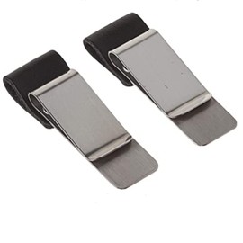 BeeSpring 2PCS Pen Loop Traveler Notebook Leather Pen Holder with Stainless Steel Clip (Black)