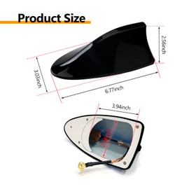 Sodcay 1 PC Car Shark Fin Antenna, Roof Aerial Base AM/FM Radio Signal, Perforation-free Car Antenna Accessories, for Car SUV Truck Van (Black)