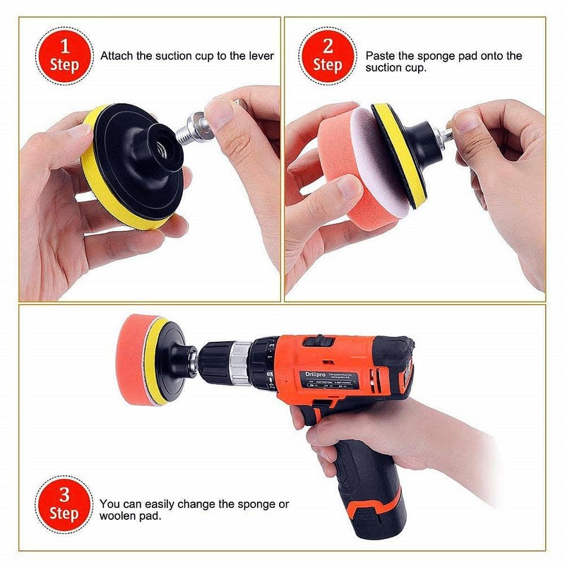 Polishing Pads Kit, Buffing Pads Car Foam Polisher Attachment for