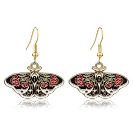 RofYof Butterfly Earrings for Women Unique Punk Scarab Ladybird Moth Cicada Bee Insect Dangle Earrings Colorful Lightweight Moth Wing Earrings Statement Earrings Party Jewelry (Rose butterfly)