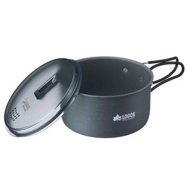 LOGOS 81210211 Hot Draining Cooker Set, Gray, Pot, Approx. Diameter 6.5 x Height 3.2 inches (16.5 x 8.2 cm), Total Length 9.8 inches (25 cm), Camping, Hard Anodized
