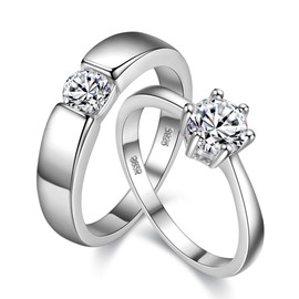 Uloveido A Pair of His and Hers Matching Couples Rings Set Wedding Band Anniversary Engagement Promise Rings for Women Men J002