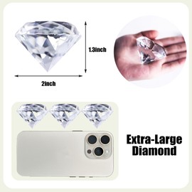 Pack of 6 Clear Crystal Diamond Glass Jewels Home Decor, Wedding Table Decoration, Glass Paperweight 50mm (2in)