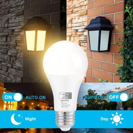Qualilux Dusk to Dawn Light Bulbs 1000 Lumen, Soft White, LED 12W, A19 E26, 2-Pack, HQ-H021