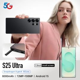 Free Shipping Hot Selling Original 5g S25 Ultra Smartphone With Deca Core Cpu 12g+512gb Dual Sim Hd Screen 108mp Rear Cameracolor: Gold, ram: 12g, storage capacity: 512GB, plug: UK