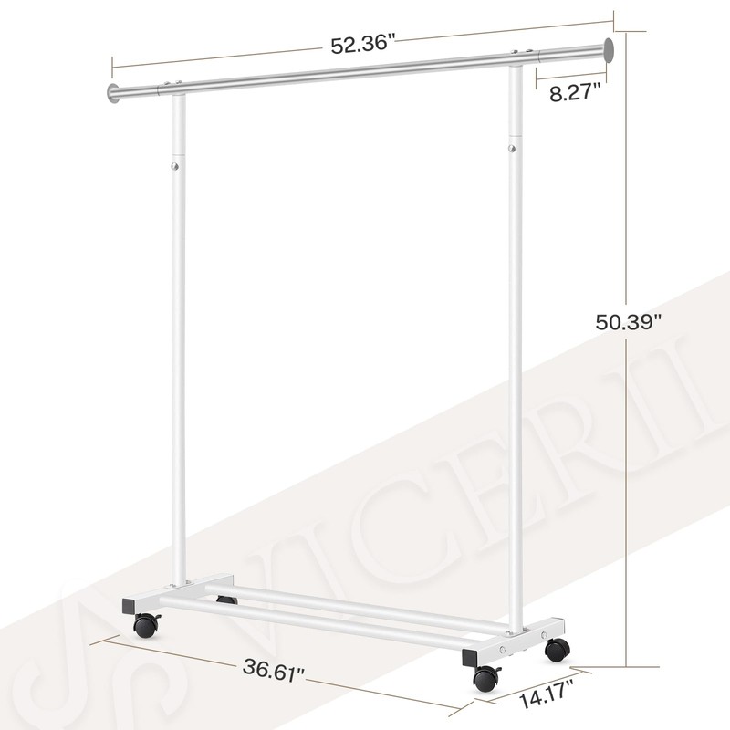 VICERII Clothes Rack, 130LB Capacity Heavy Duty Clothing Rack with