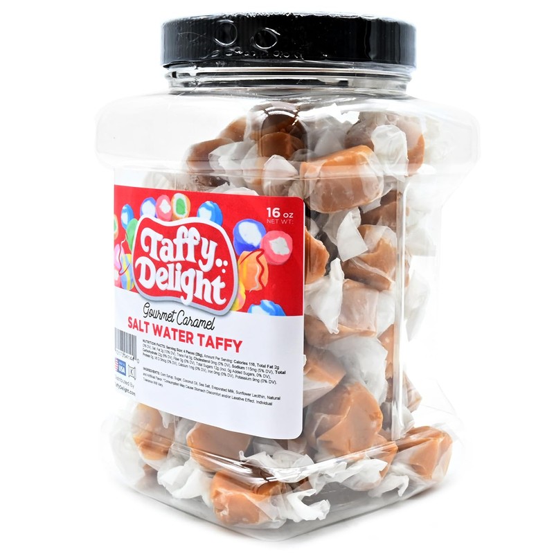 Taffy Delight Salt Water Taffy (16oz, Gourmet Caramel)