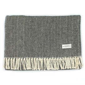 Sferra Celine Herringbone, 100% Cotton Throw Blanket - Black
