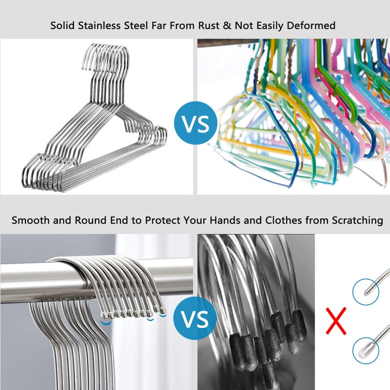 Fayleeko Wire Coat Hangers - 17.7 Inch Heavy Duty Stainless