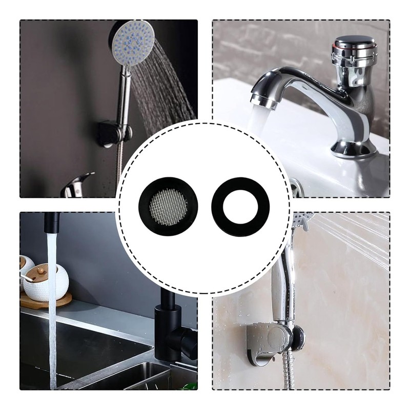 3/4" Shower Head Filter Gasket, Rubber Washer with Wire Mesh