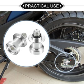 VekAuto 1 Pair Swingarm Spools, 10mm M10x1.5 CNC Swing Arm Spools Sliders Stand Universal for Motorcycles Durable Aluminum Alloy Silver Tone
